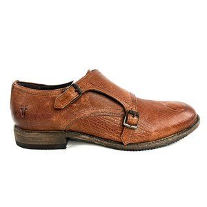 Frye Men Size 8.5 Brown Textured Leather Double Monk Strap Shoe Western